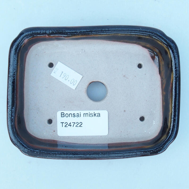 Keramická bonsai miska 12 x 9,5 x 3 cm, barva černohnědá