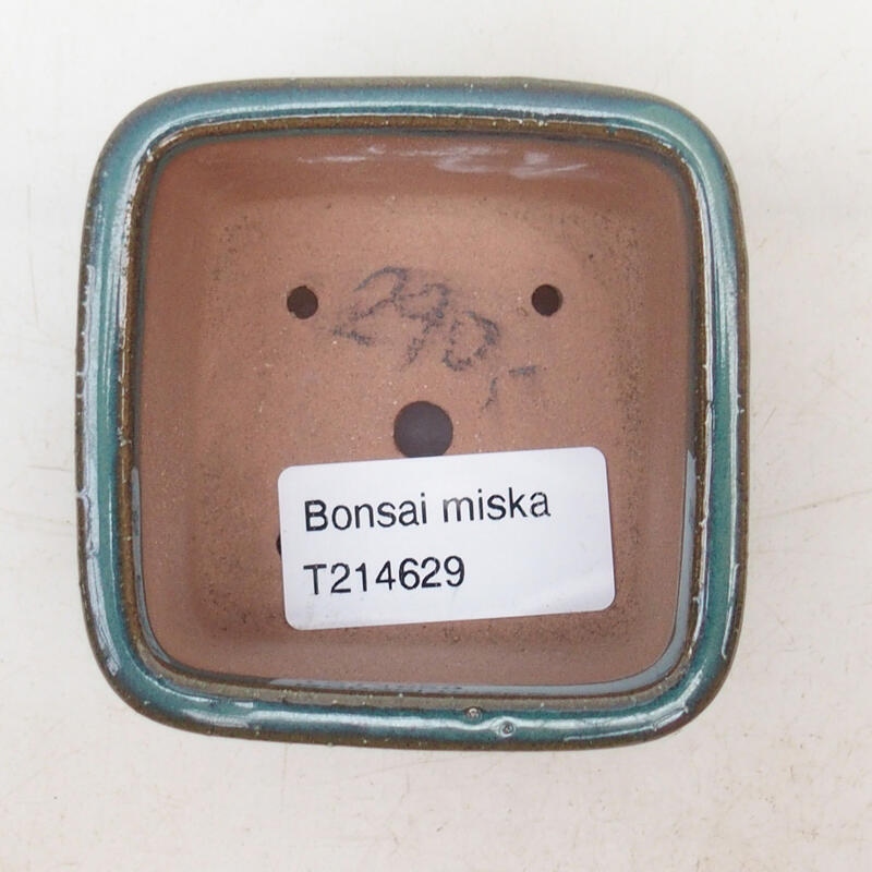 Keramická bonsai miska 7 x 7 x 4 cm, barva zelená