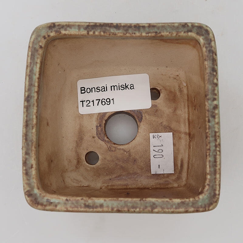 Keramická bonsai miska 8,5 x 8,5 x 5,5 cm, barva zelená